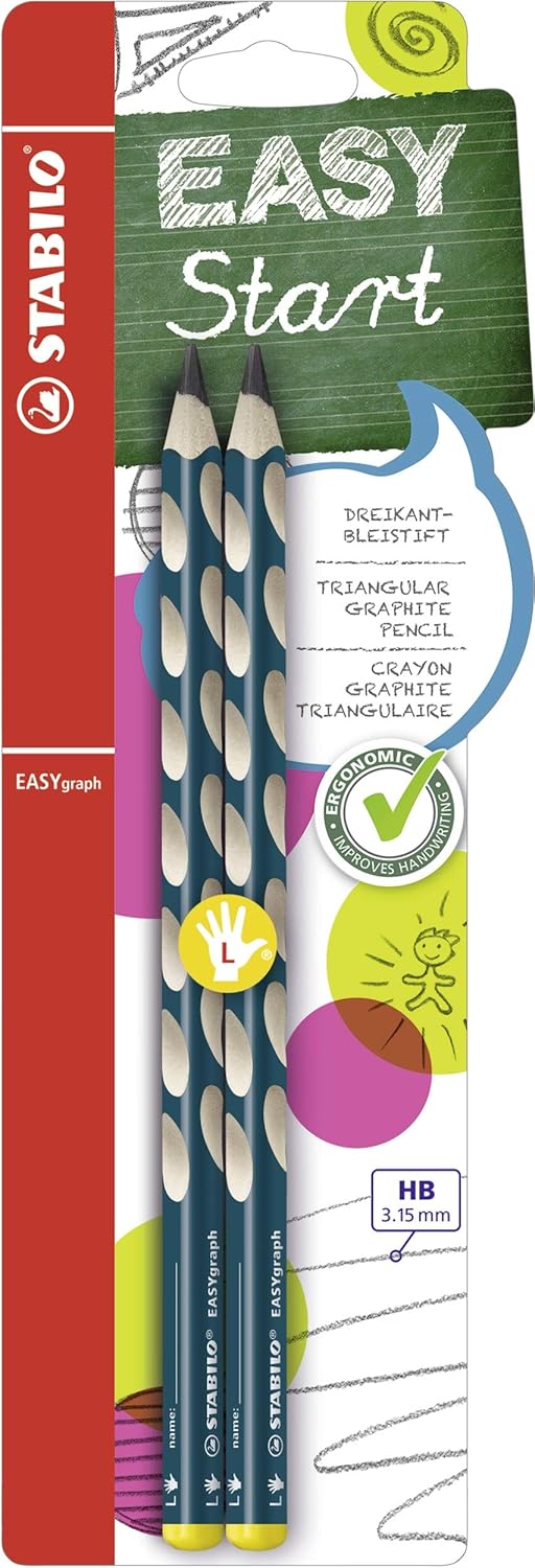 STABILO 315 mm HB Ergonomic Graphite Wooden Pencil Left Handed Easygraph Pack of 2 Petrol - Image 1