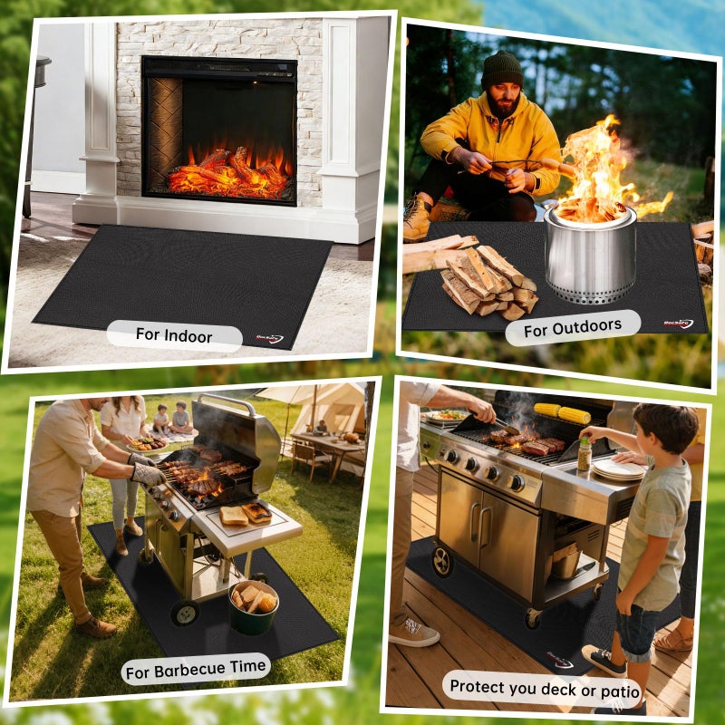 DocSafe 48 x 36 inches Under Grill Mat,Large 4 Layers Fire Pit Mat,Fireproof Mat Heat Insulated Protector for Deck,Patio,Grass,Smoker,BBQ,Reusable Oil-Proof and Waterproof Indoor Fireplace Pad - Image 2