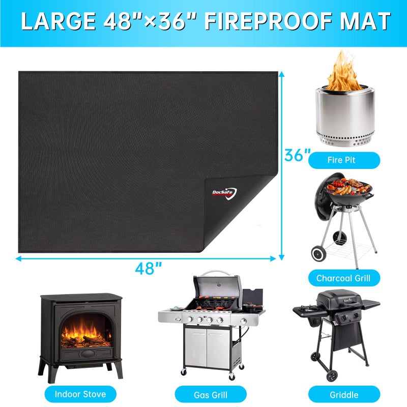 DocSafe 48 x 36 inches Under Grill Mat,Large 4 Layers Fire Pit Mat,Fireproof Mat Heat Insulated Protector for Deck,Patio,Grass,Smoker,BBQ,Reusable Oil-Proof and Waterproof Indoor Fireplace Pad - Image 5