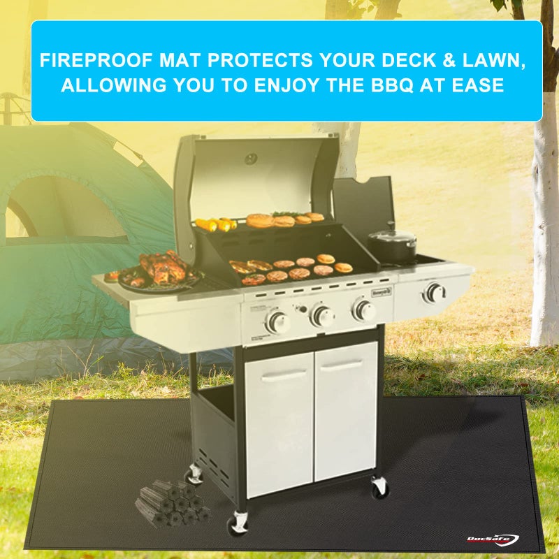 DocSafe 48 x 36 inches Under Grill Mat,Large 4 Layers Fire Pit Mat,Fireproof Mat Heat Insulated Protector for Deck,Patio,Grass,Smoker,BBQ,Reusable Oil-Proof and Waterproof Indoor Fireplace Pad - Image 3