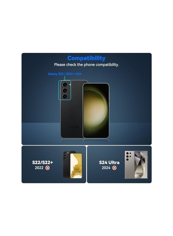 بروماس [3 قطع] واقي عدسة الكاميرا Galaxy S24 / S23 / S23 Plus، زجاج مقسى 9H + حلقة واقية للعدسة الفردية من سبائك الألومنيوم المعدنية لـ S24 / S23 / S23+ 5G 2023، أسود - Image 2