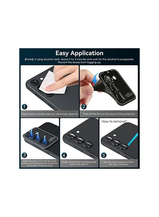 بروماس [3 قطع] واقي عدسة الكاميرا Galaxy S24 / S23 / S23 Plus، زجاج مقسى 9H + حلقة واقية للعدسة الفردية من سبائك الألومنيوم المعدنية لـ S24 / S23 / S23+ 5G 2023، أسود - Image 4