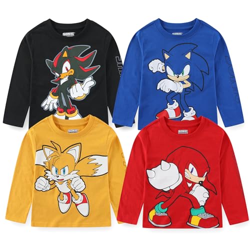 SEGA Sonic The Hedgehog Boys 4 Pack Long Sleeve Shirt for Big Kids - Image 1