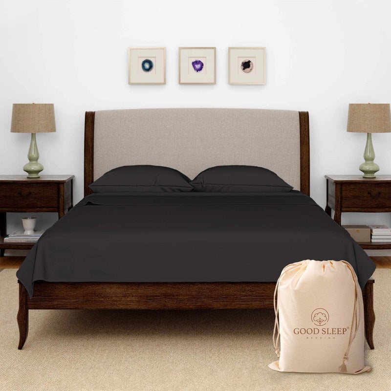 Olympic Queen Sheets Set 100 Egyptian Cotton Luxury 600 Thread Count 4 Pc Super Queen Sheets Sets Soft  Breathable Snug Fit 16 Deep Pocket Fitted Sheet 2 Pillowcases  1 Flat SheetDark Gray