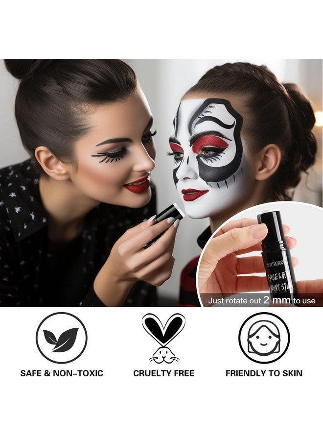 BOBISUKA White Face Body Paint Stick Eye Black Sticks For Football Baseball Softball Water Based Face Painting Kit Quick Drying Foundation Makeup For Halloween Clown Skeleton Skull Cosplay Sfx Costume - Image 3