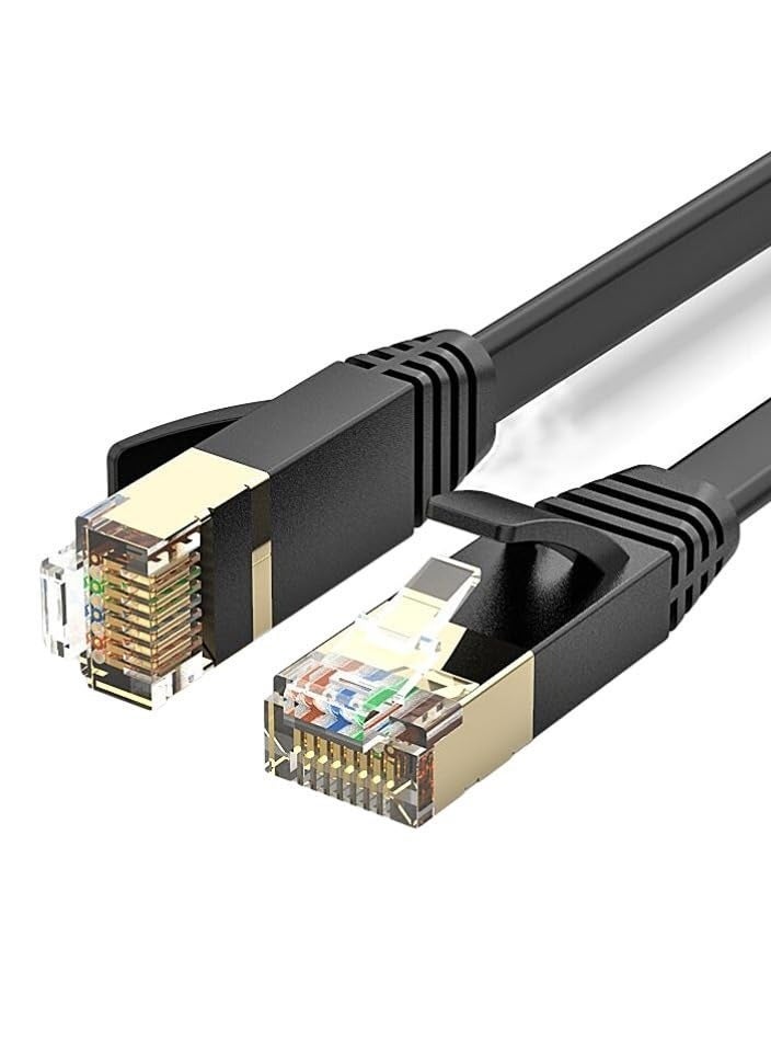 Ethernet Cable Cat7 High Speed Flat Gigabit RJ45 LAN Cable 10Gbps Shielded Internet Network Patch Cord Compatible For Gaming PS5/4/3 Xbox PC Laptop Modem Router PC-1M - Image 1
