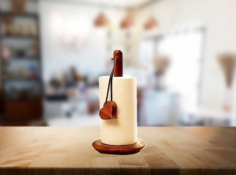 Purpledip Wooden Tissue Roll Paper Towel Holder Stand for Kitchen Bathroom (12518) - Image 4