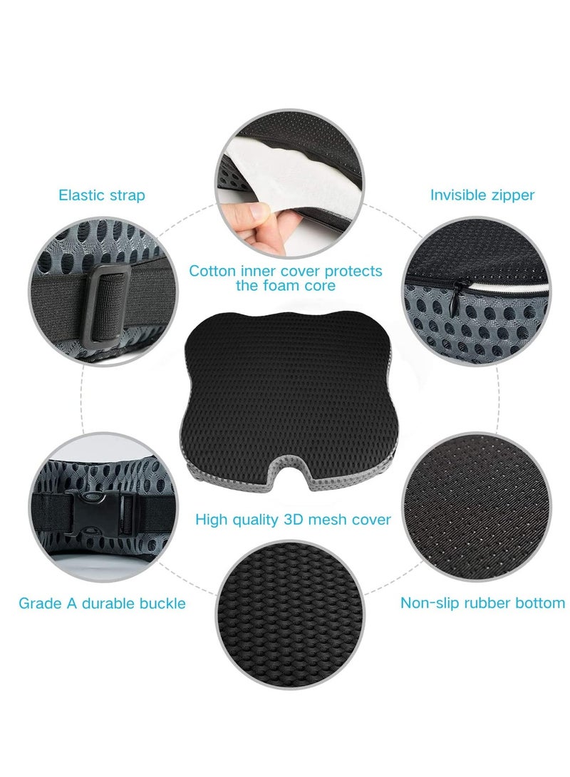 XiuWoo Breathable Memory Foam Wedge Shape Seat Pillow, Office Seat Cushion, Booster Seat Pad for Car Seat Driver to Improve Driving View for Car Home Office  - Image 2