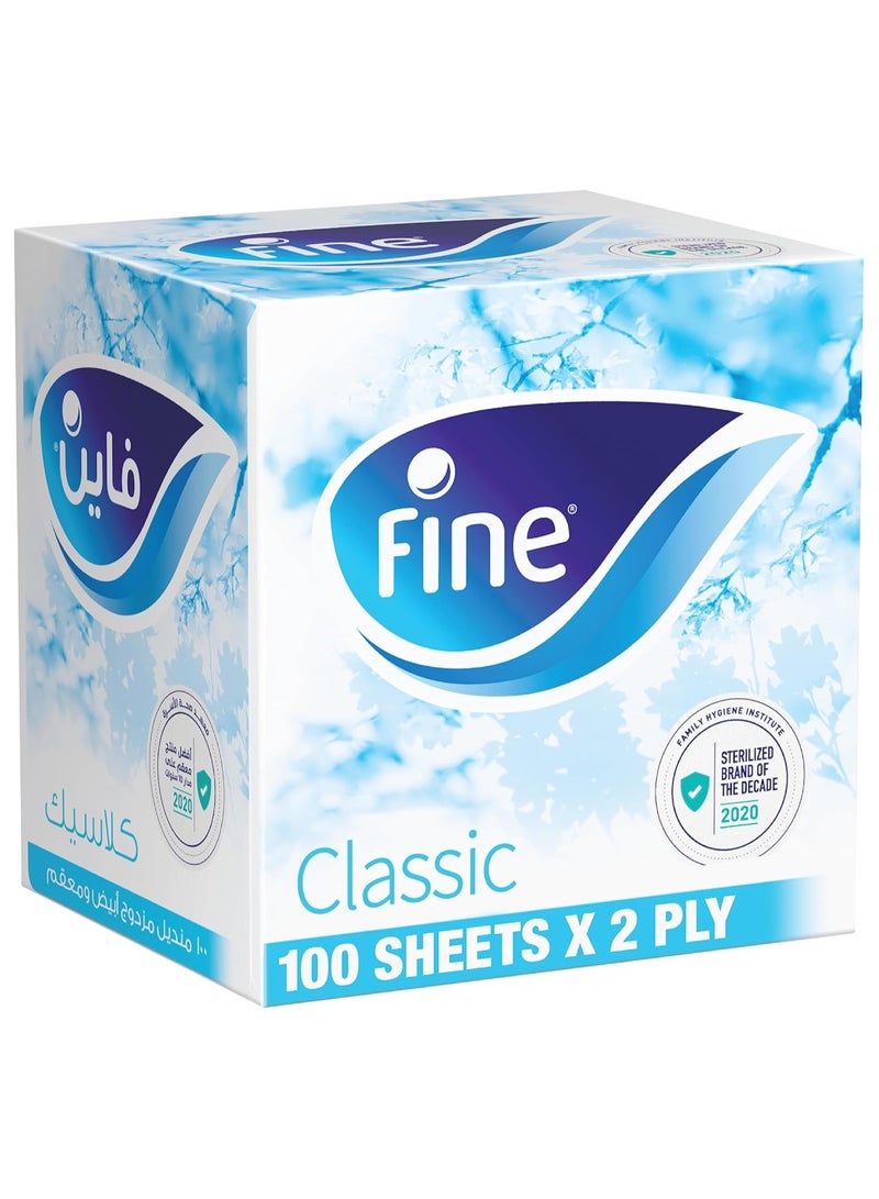 فاين مناديل وجه مكعبة 1 علبة تحتوي على 100 ورقة × طبقتين - Image 1