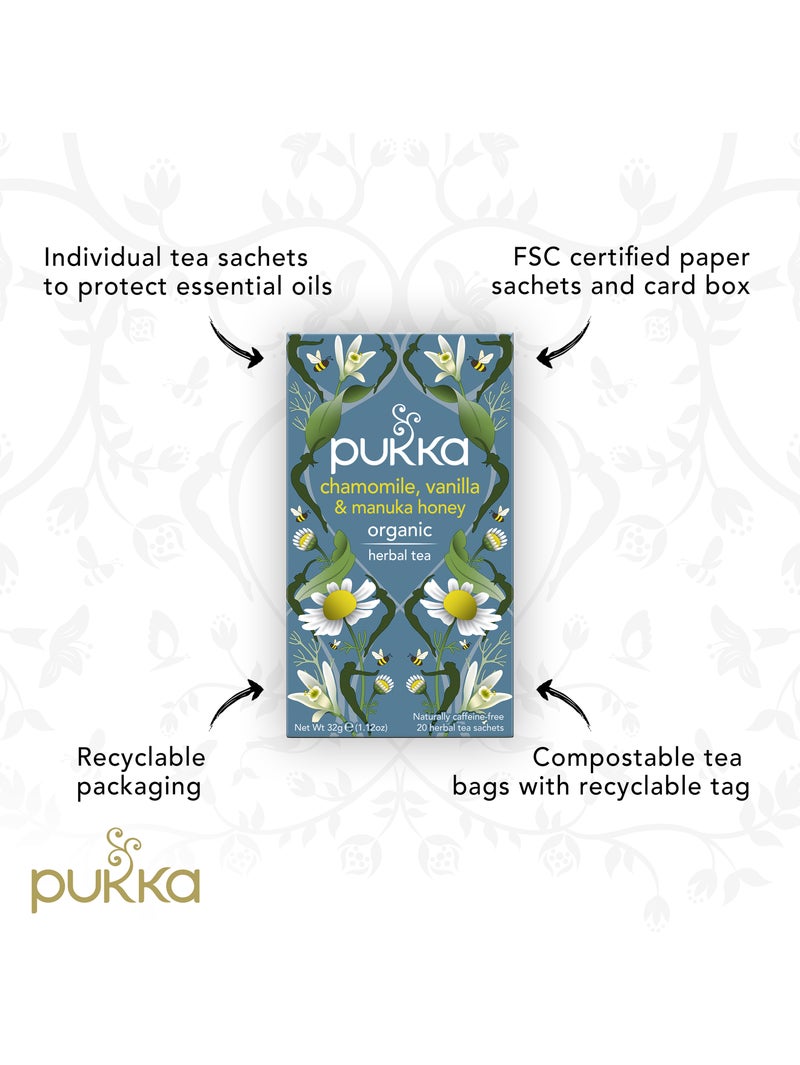Pukka شاي الأعشاب العضوي من باكا، البابونج، الفانيليا وعسل مانوكا، 20 كيس شاي - Image 4