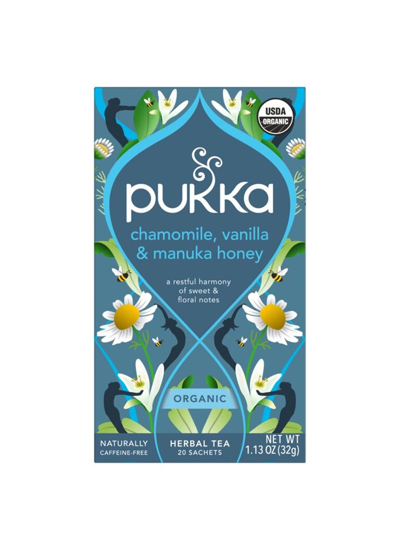 Pukka شاي الأعشاب العضوي من باكا، البابونج، الفانيليا وعسل مانوكا، 20 كيس شاي - Image 1