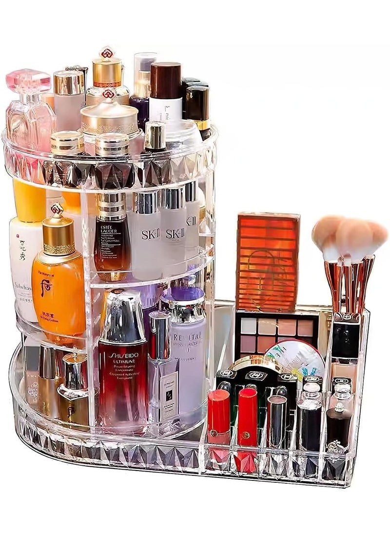 CONHENCI Large Capacity Rotating Acrylic 360 Degree Makeup Organizer 5 Layers Adjustable Cosmetic Storage Standr Best for Perfume Skincare Jewelry Display Dresser 