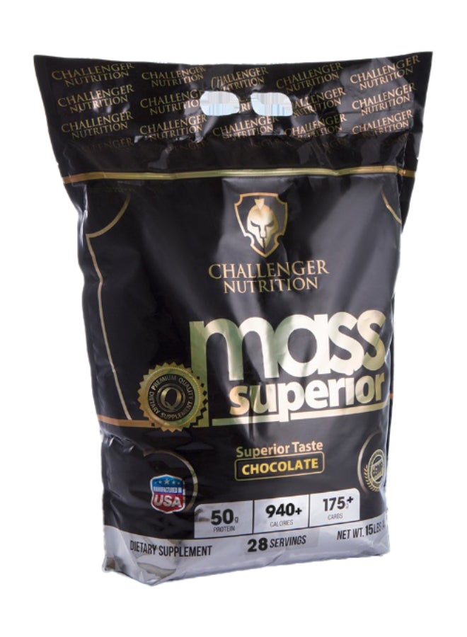 Mass Superior Weight Gainer Powder - Chocolate Flavor - 15lb (6.8kg) - for Muscle Growth & Recovery