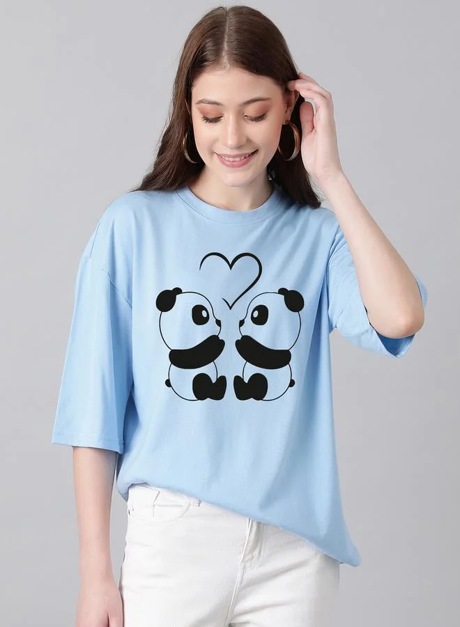 كوتي Oversized Panda Graphic Drop Shoulder T-Shirt by Styli