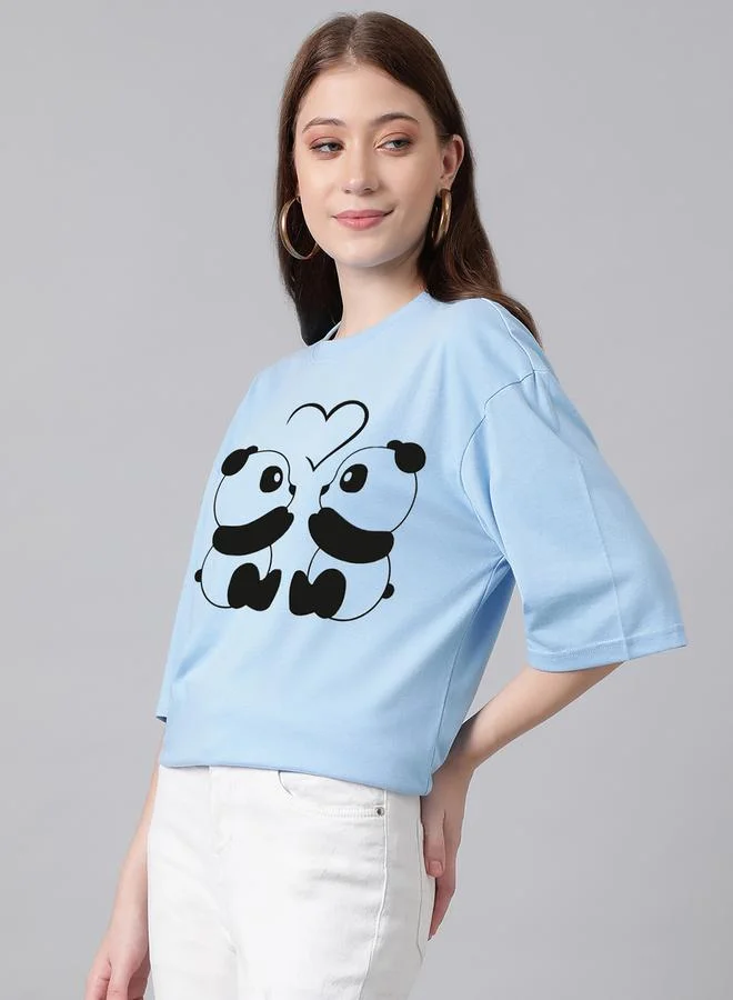 كوتي Oversized Panda Graphic Drop Shoulder T-Shirt by Styli