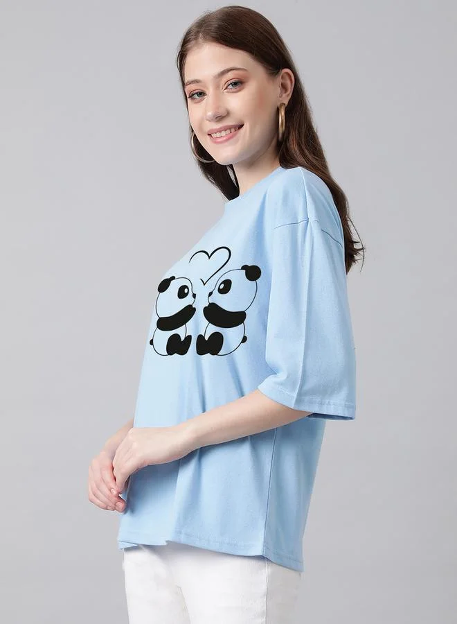 كوتي Oversized Panda Graphic Drop Shoulder T-Shirt by Styli