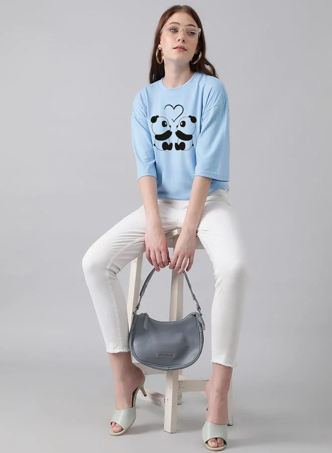 كوتي Oversized Panda Graphic Drop Shoulder T-Shirt by Styli