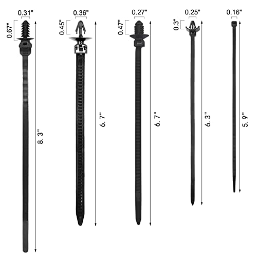 Niteguy 160Pcs Universal Nylon Push Mount Cable Zip Tie, Self Locking Cable Strap,Heavy Duty Nylon Push Mount Self Locking UV Resistant,5 Most Popular Sizes,for Indoor Wire Tying Construction Auto ect - Image 2