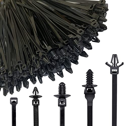 Niteguy 160Pcs Universal Nylon Push Mount Cable Zip Tie, Self Locking Cable Strap,Heavy Duty Nylon Push Mount Self Locking UV Resistant,5 Most Popular Sizes,for Indoor Wire Tying Construction Auto ect - Image 1
