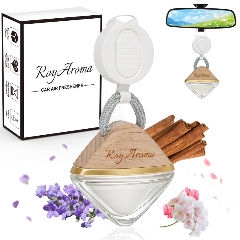 RoyAroma Premium Hanging Car Air Freshener Long Lasting Car Fresheners with Essential Oil Cars Diffuser for Men  Women  NonToxic  Cedar Mahogany  Adjustable Rope Diffusers for Cars Home Office