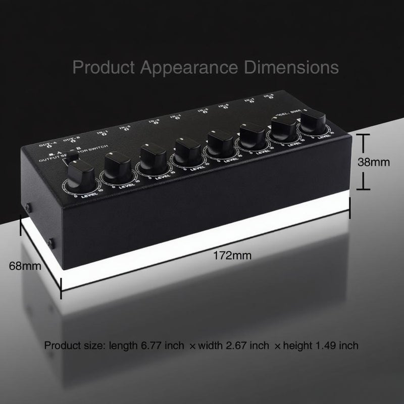 B066 Mini Stereo 8 Channel Passive Mixer RCA Portable Audio Mixer 8 in 2 out Stereo Distributor Volume Control, No External Power Required - Image 3