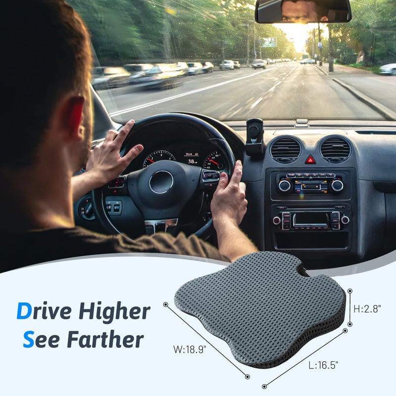 Wedge Seat Cushion for Driving Broaden Vision by Raised Back- Soft Dense Memory Foam Seat Cushion for Seat Driver/Passenger Offer Comfort and Relief for Sciatica,Hip,and Coccyx Pain (Gray) - Image 2