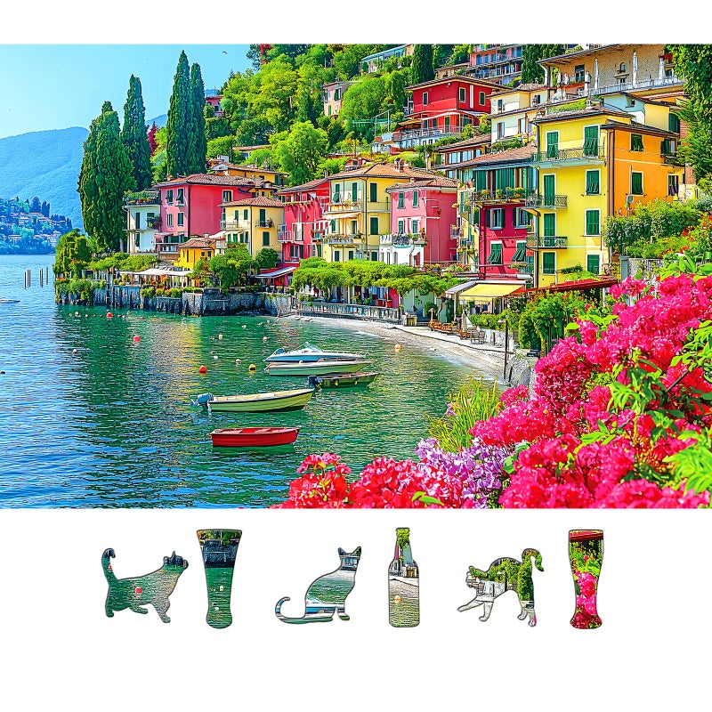 Blueforest 500 Piece Puzzle for Adults Italian Lake Como Jigsaw Puzzle 23x15 Inch Unique Shaped Pieces Art Puzzle Hard Difficult Challenging Fun Puzzles - Image 3