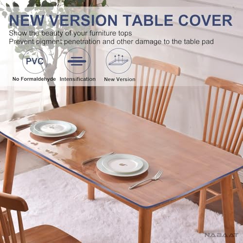 NABAAT 1mm Thick Transparent Table Cover for 4 Seater 24 X 48 Inch PVC Dining Table Protector Waterproof, Heat Resistant, Non-Breakable Clear Plastic Table Protector Pads - Image 5