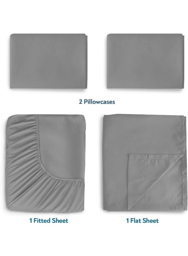 Magik & Kover Queen Sheet Set for Air Mattress - 4 Piece Queen Sheet Set Deep Pocket Up to 24 Inches - Soft & Breathable Air Mattress Sheets Queen Size with Extra Deep Pocket - Grey  - Image 2