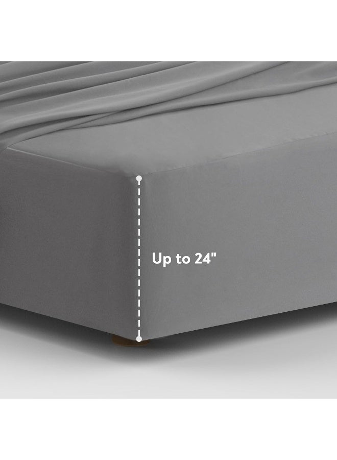 Magik & Kover Queen Sheet Set for Air Mattress - 4 Piece Queen Sheet Set Deep Pocket Up to 24 Inches - Soft & Breathable Air Mattress Sheets Queen Size with Extra Deep Pocket - Grey  - Image 4