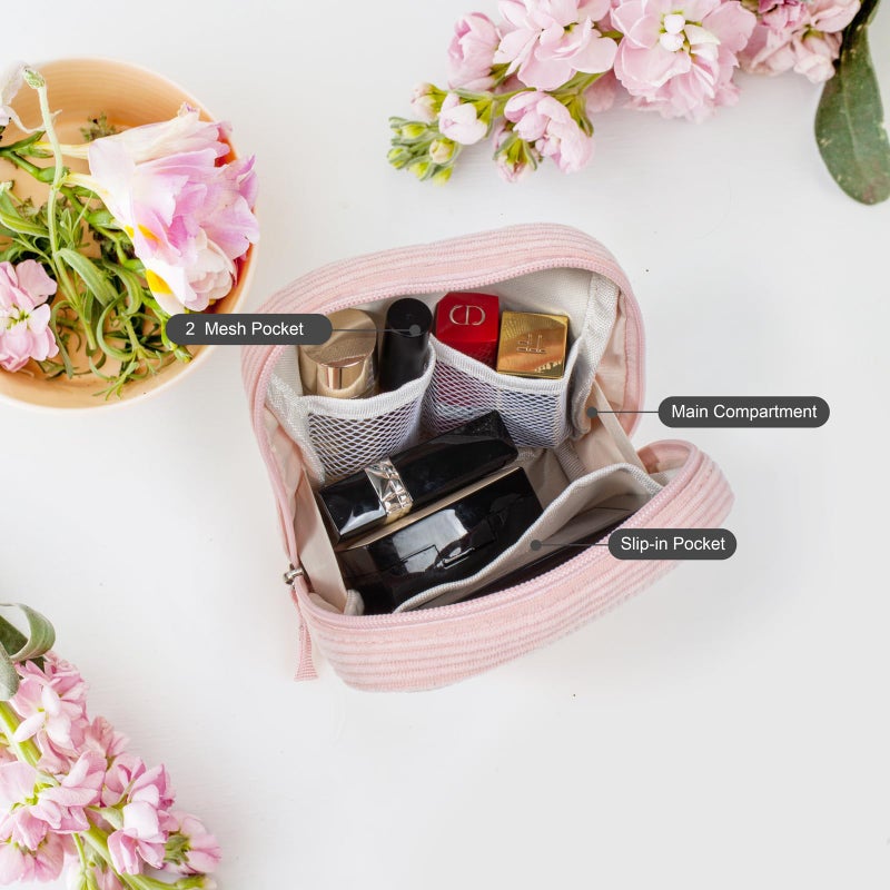 LETGO Cute Makeup Bag for Women - Monogram Personalized Initial Makeup Bags Cosmetic Pouch Pink Make Up Case for Women Her Best Friend Friendship Sister Teacher, Mothers Day Gifts for Mom (Letter M, Pink) - Image 3
