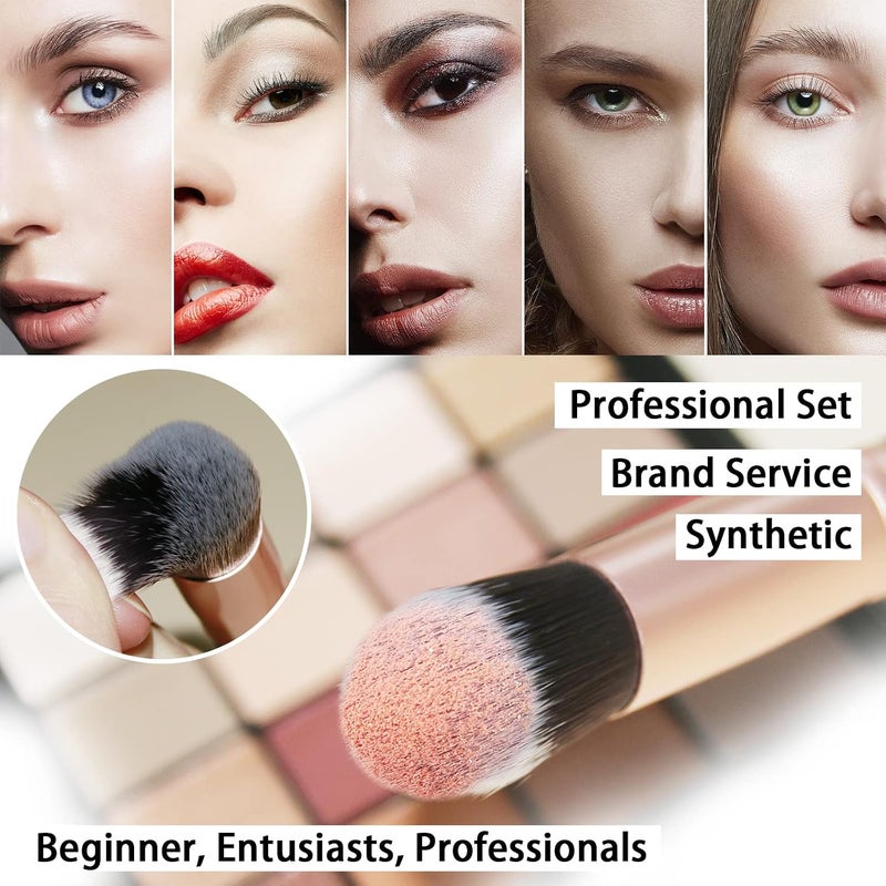 Raffaello Makeup Brushes Makeup Brush Set - 15 Pcs Premium Synthetic Foundation Concealers Eye Shadows Make Up Brush,Eyeliner Brushes(RoseGold) - Image 2
