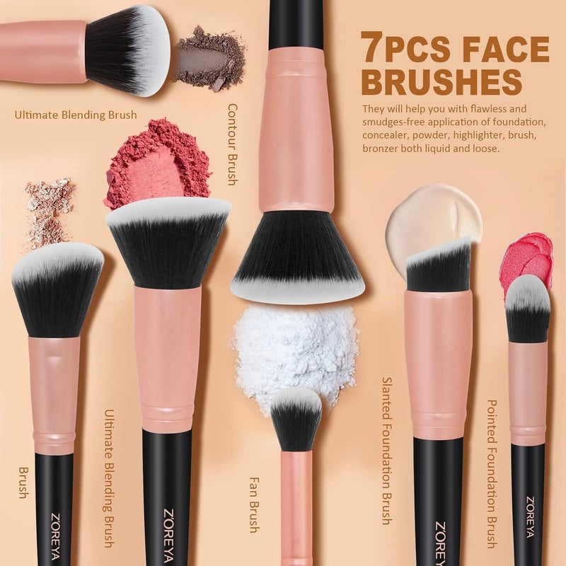 Raffaello Makeup Brushes Makeup Brush Set - 15 Pcs Premium Synthetic Foundation Concealers Eye Shadows Make Up Brush,Eyeliner Brushes(RoseGold) - Image 4