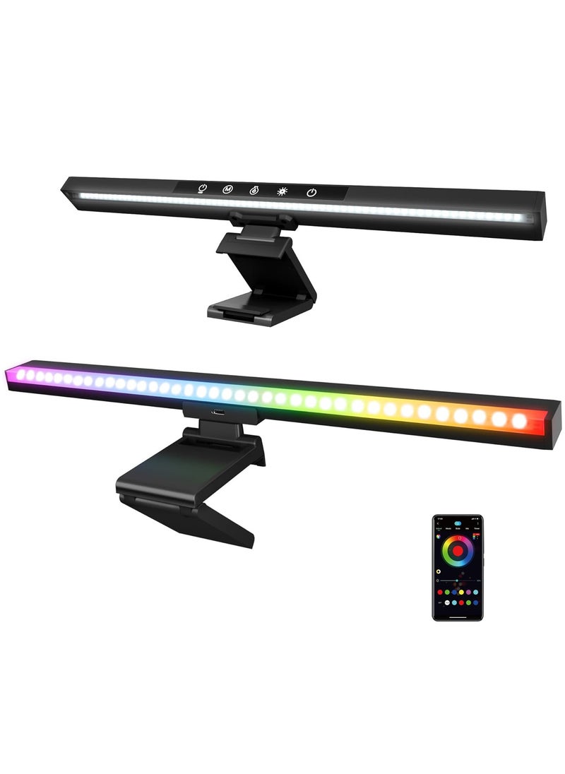 Monitor Light bar,Computer Monitor Lamp for Eye Caring, 3000-6000K & RGB Backlight,App & Touch Control with Memory Function, Blue-ray Blocking, No Screen Glare Desk Lamp for PC/Office/Gaming/Home