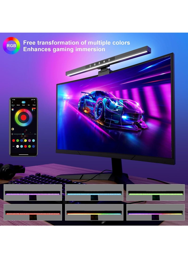Monitor Light bar,Computer Monitor Lamp for Eye Caring, 3000-6000K & RGB Backlight,App & Touch Control with Memory Function, Blue-ray Blocking, No Screen Glare Desk Lamp for PC/Office/Gaming/Home