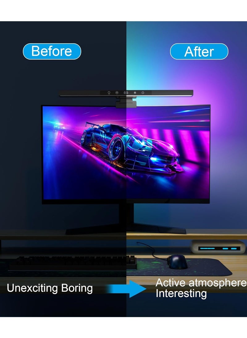 Monitor Light bar,Computer Monitor Lamp for Eye Caring, 3000-6000K & RGB Backlight,App & Touch Control with Memory Function, Blue-ray Blocking, No Screen Glare Desk Lamp for PC/Office/Gaming/Home