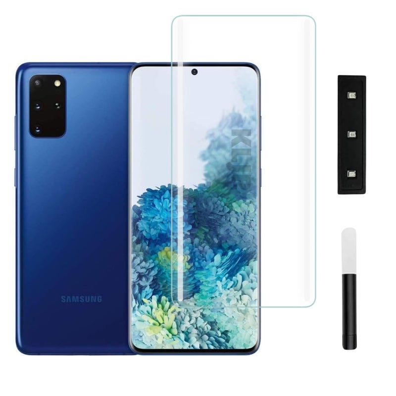 KLJP HD+ UV Tempered Glass Screen Protector Guard Compatible For Samsung Galaxy S20 Plus (Pack of 1) Full Adhesive UV Curved Case Friendly HD+ Clarity - Image 1