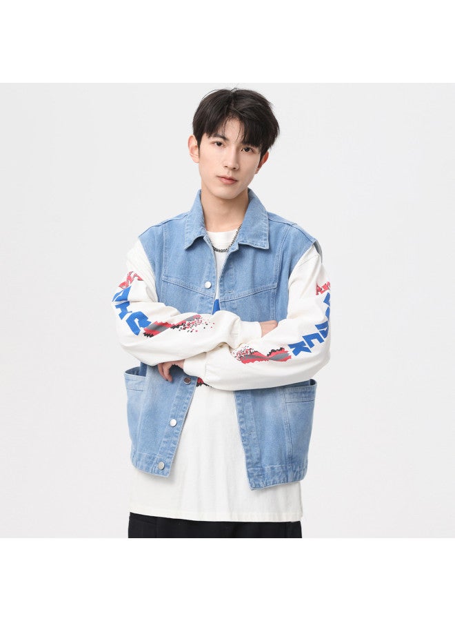 Baleno Trendy Denim Vest For Men - Spring Layered Loose Jacket Streetwear Youth Casual Open Front Waistcoat - Image 4