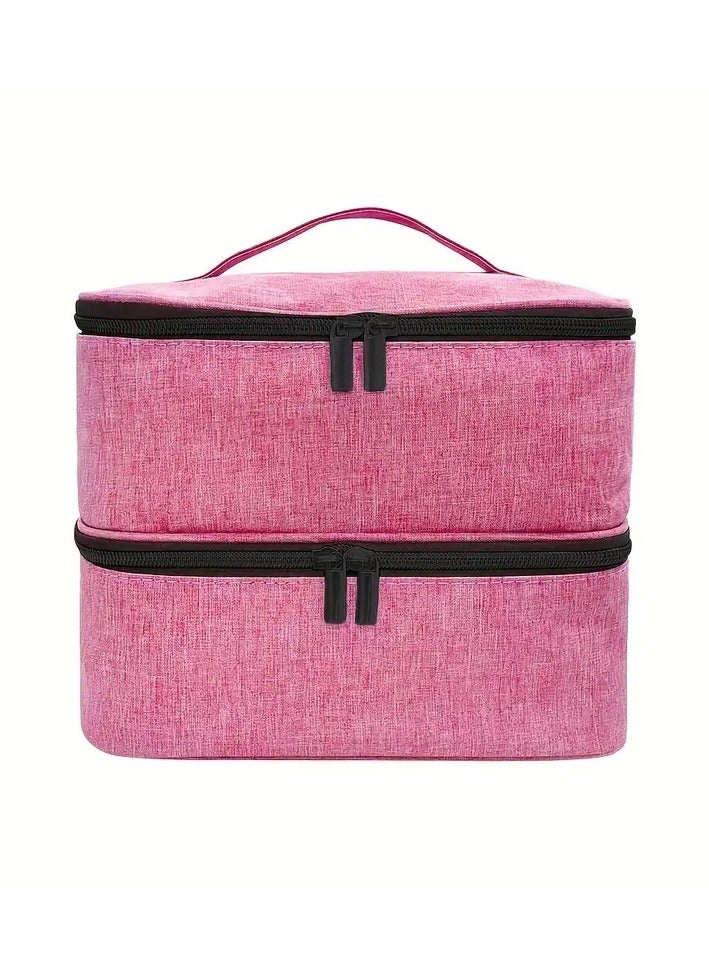 أوريتي طلاء الأظافر حقيبة حمل طبقة مزدوجة طلاء الأظافر حقيبة تخزين تناسب مصباح مجفف الأظافر والزجاجات، حقيبة منظم طلاء الأظافر مع تقسيم قابل للتعديل للمانيكير - Image 1