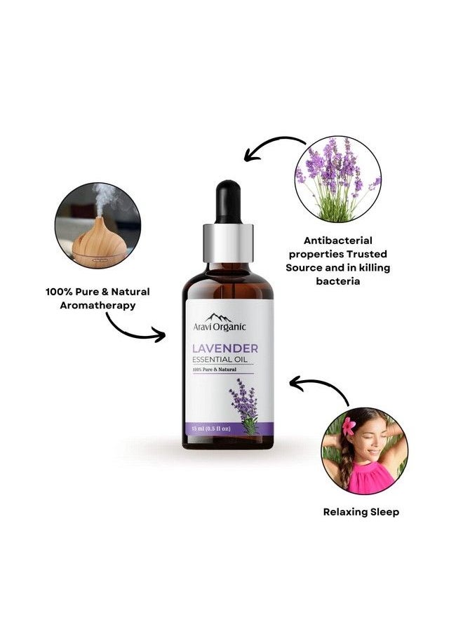 Aravi Organic Lavender And Peppermint Essential Oil Combo Pack (15 Ml + 15 Ml) 100% Pure Oil For Healthier Skin & Hair Bath & Restful Sleep And Diffuser Hair Growth Skin Home Office  - Image 3