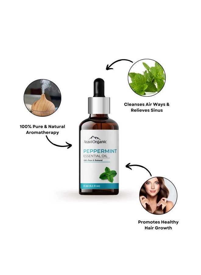 Aravi Organic Lavender And Peppermint Essential Oil Combo Pack (15 Ml + 15 Ml) 100% Pure Oil For Healthier Skin & Hair Bath & Restful Sleep And Diffuser Hair Growth Skin Home Office  - Image 4