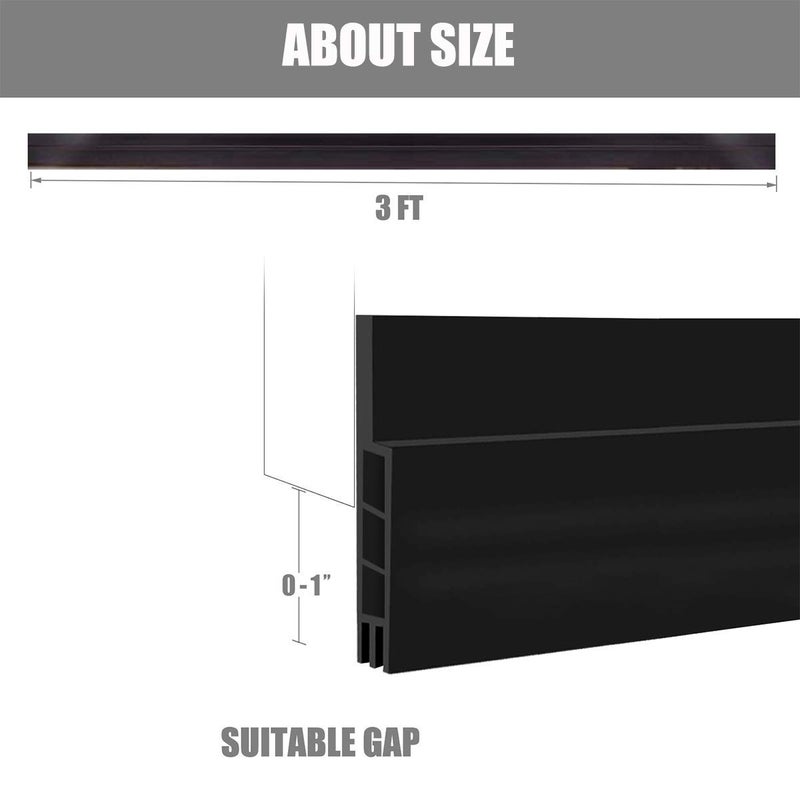 Suptikes 2 Pack Door Draft Stopper Door Sweep For Exterior & Interior Doors Door Bottom Seal Dust And Noise Insulation Weather Stripping Draft Guard Insulator 1-4/5"" W X 37"" L Black - Image 3