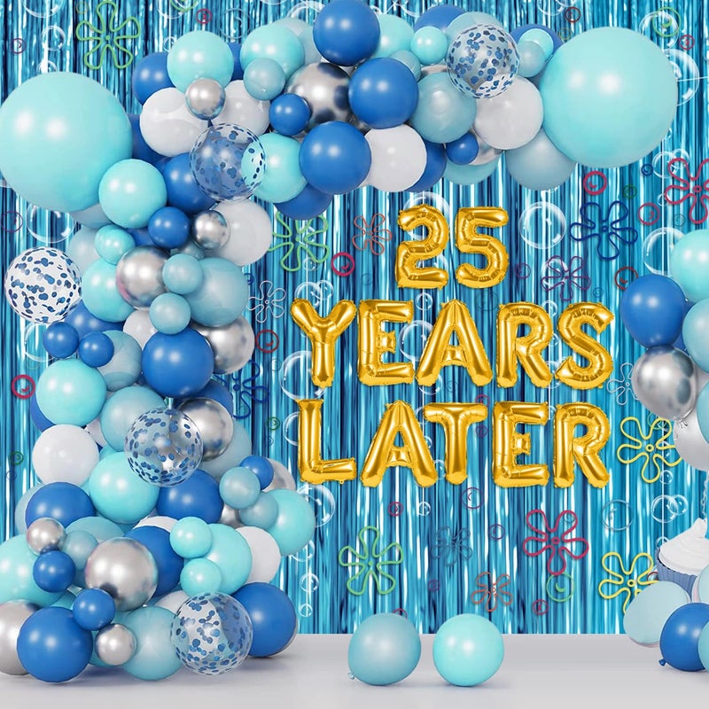 Pilvepidu Cartoon Sponge 25th Birthday Decorations, 25 Years Later letter Balloons Set for Ocean Theme Party,Birthday Decor,Mermaid,Trunk or Treat Car Decorations,Bubble Theme Party with Flower Stickers - Image 5