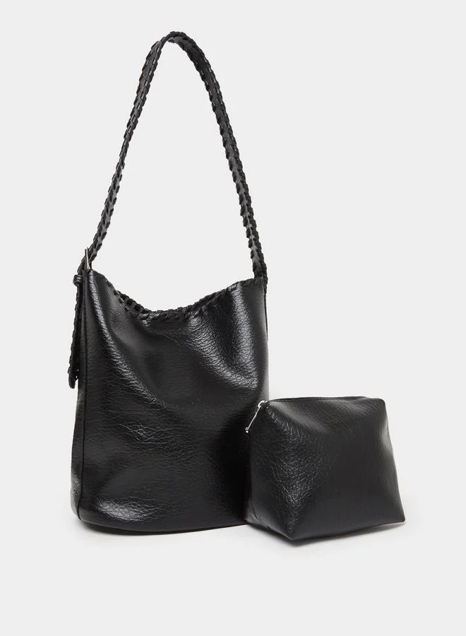 ستايلي حقيبة كتف بحزام مضفر مع حقيبة صغيرة