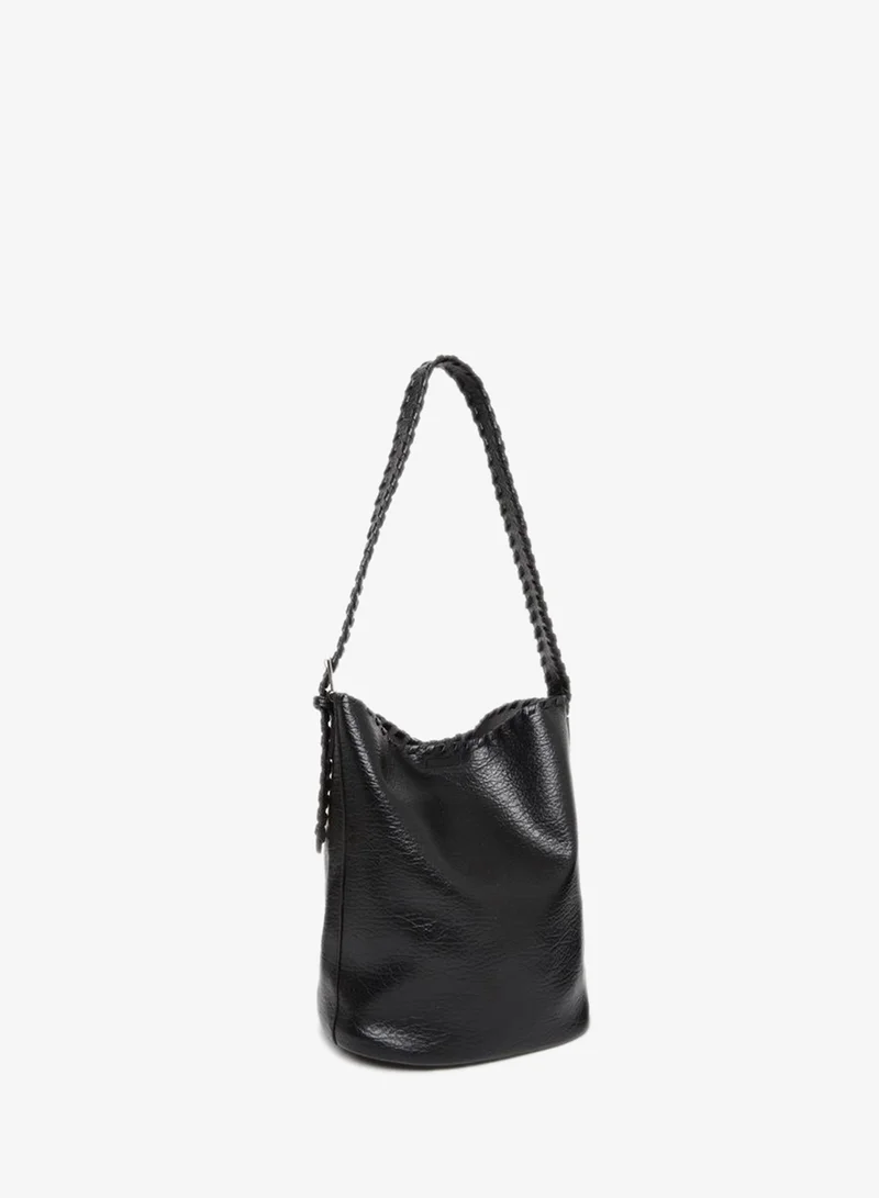 Styli Black Braided Strap Shoulder Bag with Pouch