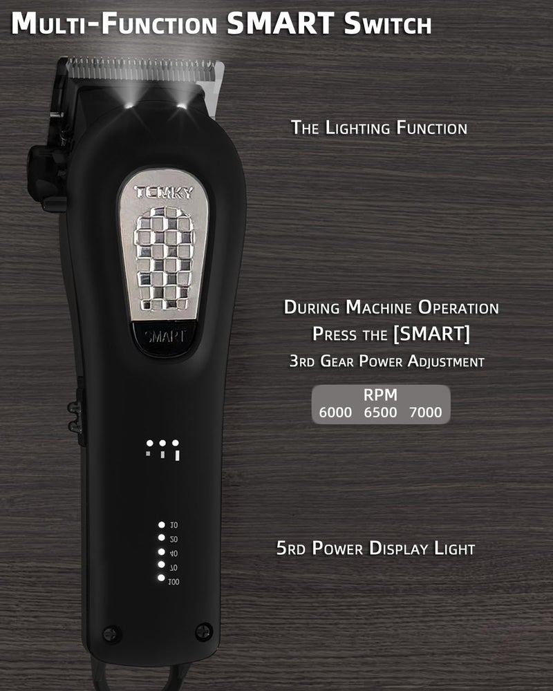 TCMKY Hair Clippers for Men Cordless&Corded Barber Clippers for Hair Cutting & Grooming Professional Hair Trimmer for Men Rechargeable Hair Trimmer Kit for Household(Black) - Image 2