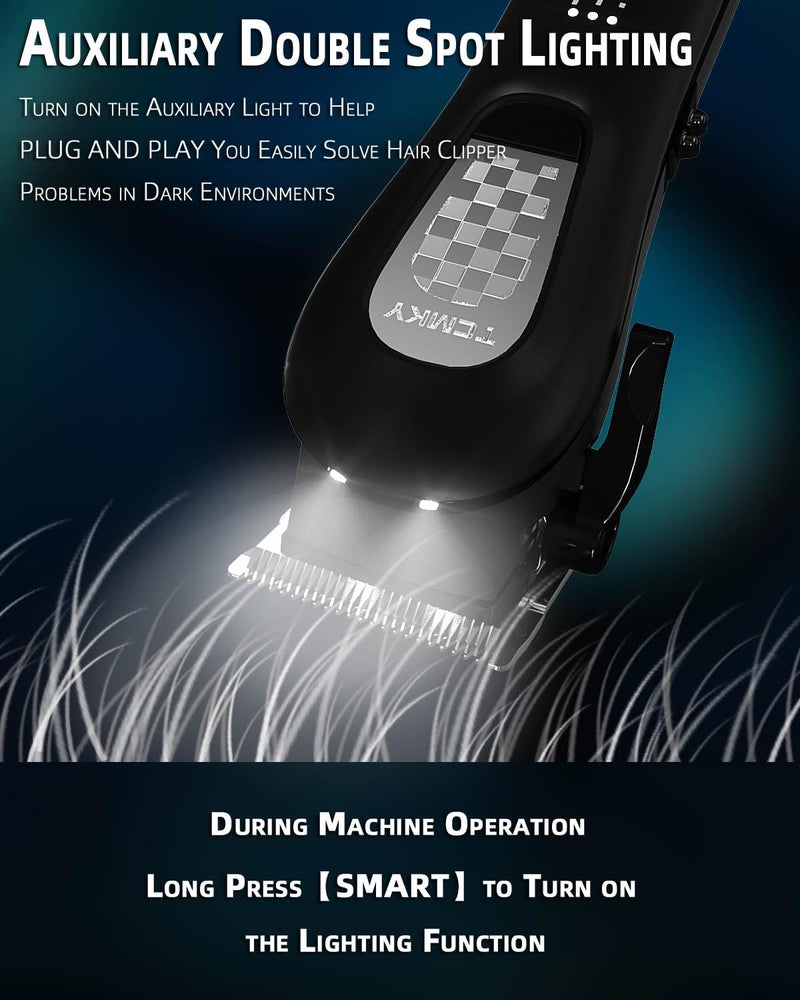 TCMKY Hair Clippers for Men Cordless&Corded Barber Clippers for Hair Cutting & Grooming Professional Hair Trimmer for Men Rechargeable Hair Trimmer Kit for Household(Black) - Image 3