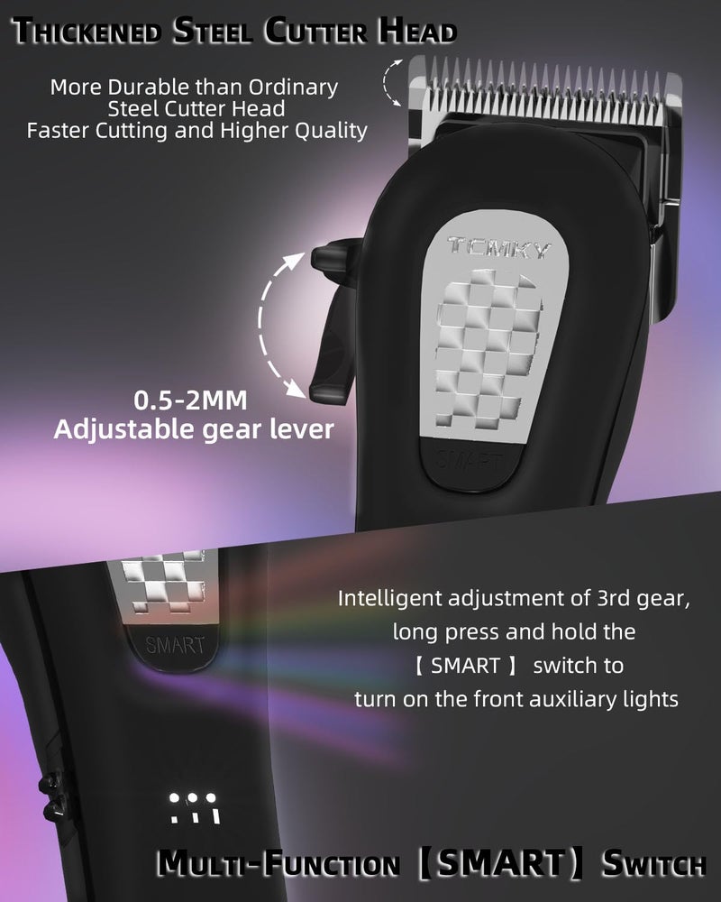 TCMKY Hair Clippers for Men Cordless&Corded Barber Clippers for Hair Cutting & Grooming Professional Hair Trimmer for Men Rechargeable Hair Trimmer Kit for Household(Black) - Image 4