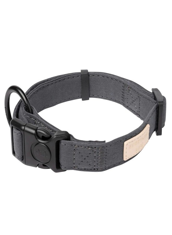FuzzYard Life Dog Collars | Size L | Stylish Premium Cotton Design in Slate Grey Perfect for Everyday Wear - Image 1