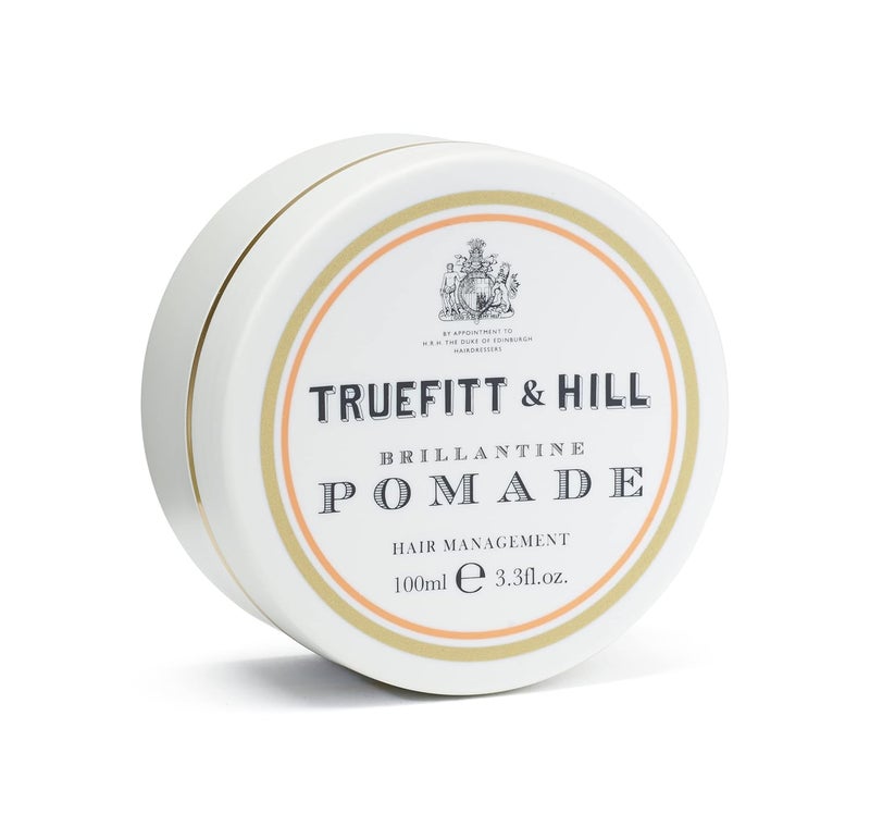 Truefitt & Hill Truefitt  Hill Hair Styling Brilliantine Pomade  100gm  Best for Small to Medium Hair Medium Hold Shine Restylable  Easy Wash Off  Hair Styling PomadeHair Styling For MenSafe For Daily UseNon GreasyNon Oily LookWheat Protein  Limonene - Image 1